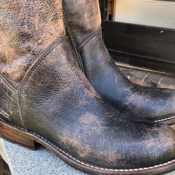 New BED|STU Brown Leather Calf Length Lace Boot - Picture 8 of 10